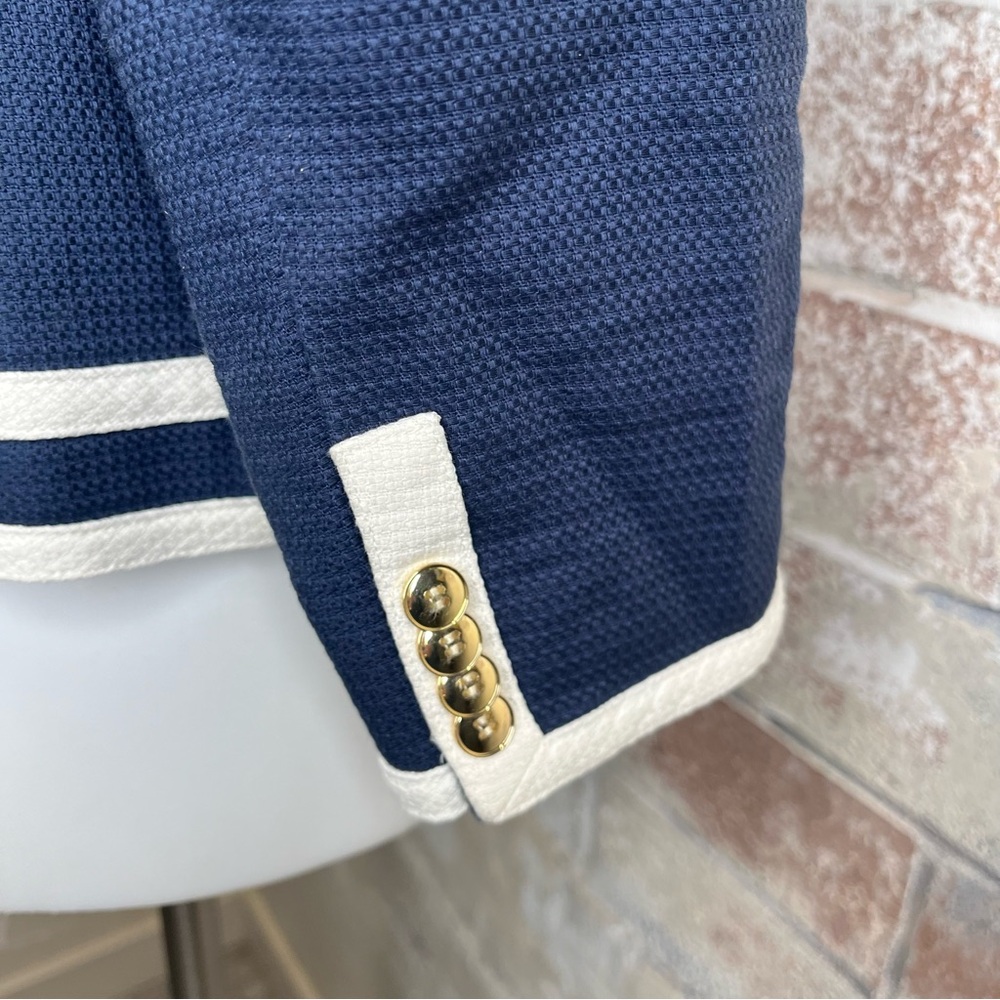 Pendleton 8 Button Up Jacket Navy Blue White Trim… - image 5